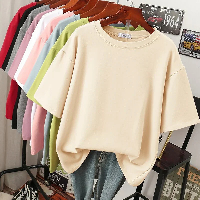 W&W Mode | Kuscheliges Baumwoll-Basic T-Shirt In Übergröße für Frauen