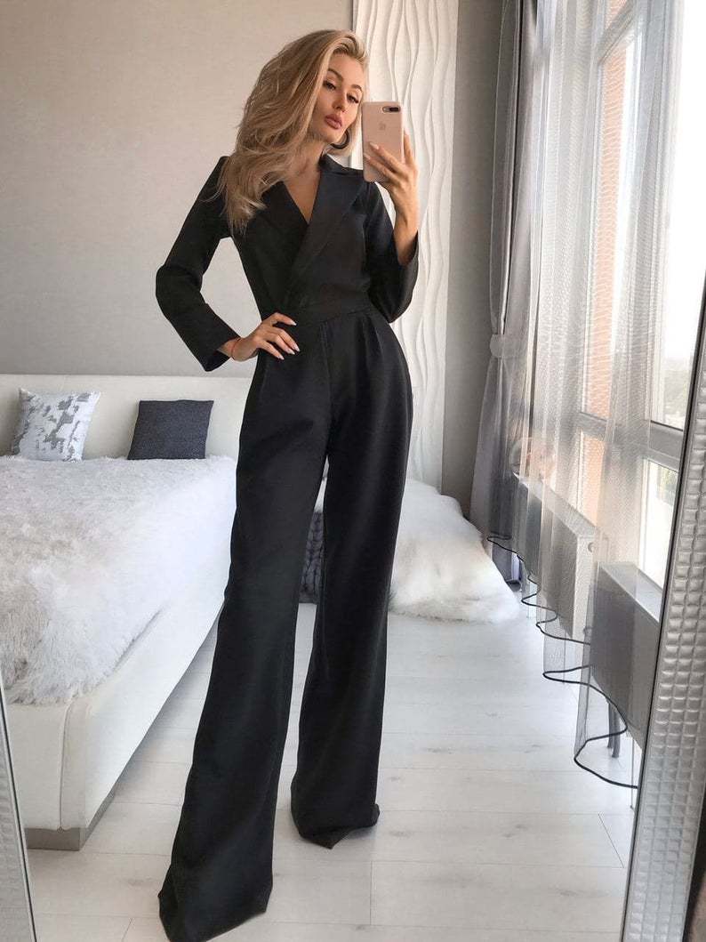 W&W Mode Langärmeliger Jumpsuit mit schmaler Passform für Frauen