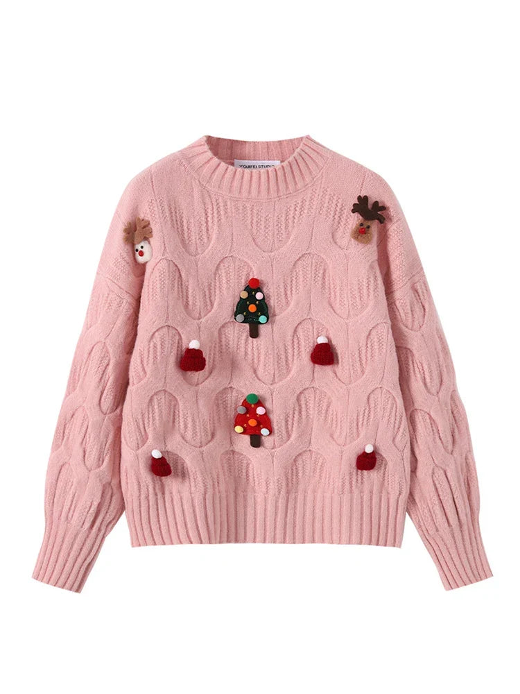 W&W Mode - Hässlicher Weihnachtspulli - Damen Weihnachtspullover im Vintage-Stil