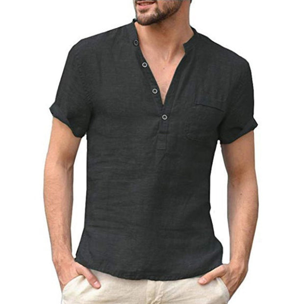 WW | Herren Kurzarm T-shirt Aus Leinen Baumwolle Atmungsaktiv