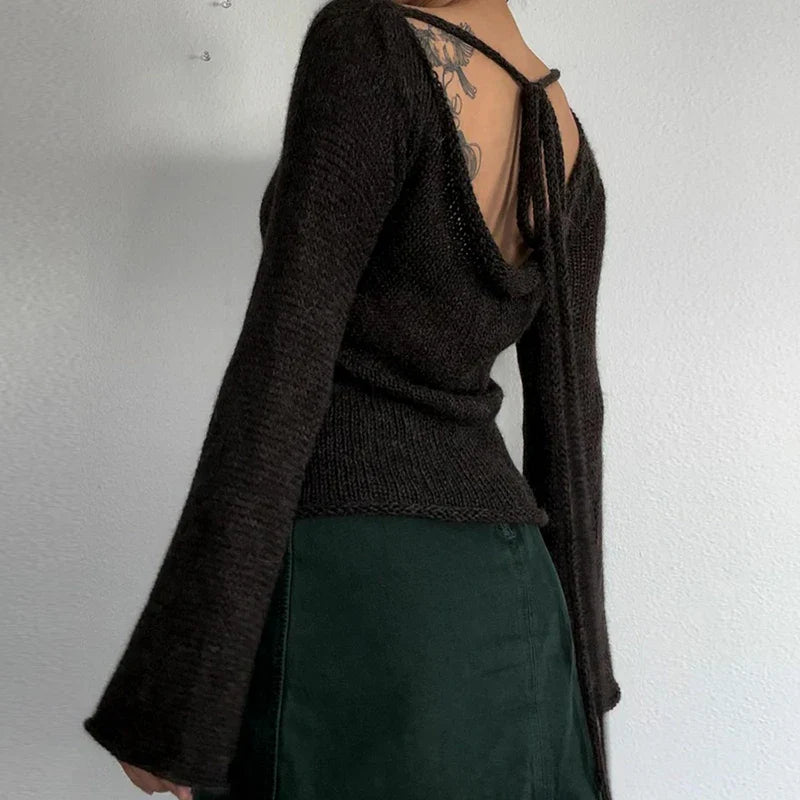 WW | Lockerer Strickpullover mit Glockenärmeln