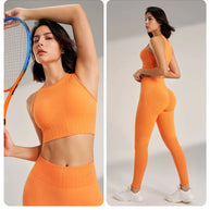 WW | Nahtloses Yoga-satz- Hoch-taillierte Leggings & Top Zweiteiliges Fitness-outfit
