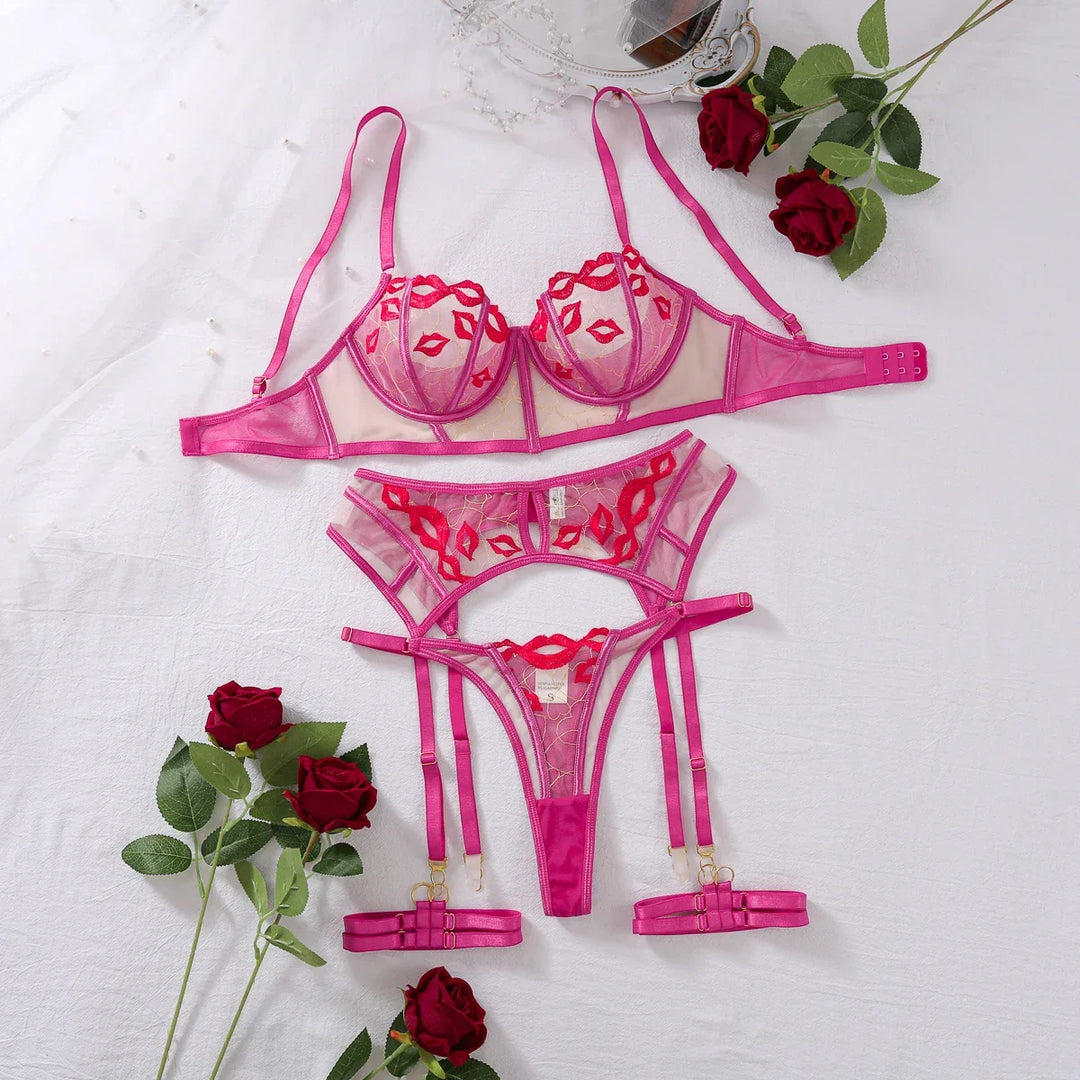 Damen-Lingerie aus Polyester mit Bügeln, Rückenverschluss und geometrischem Muster