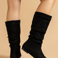 WW | Damen Stiefel Aus Wildleder Mit Seitlichem Reißverschluss, Wadenlang, Frühlingskollektion