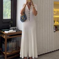 WW | Patchwork Revers Strick Maxi Kleid