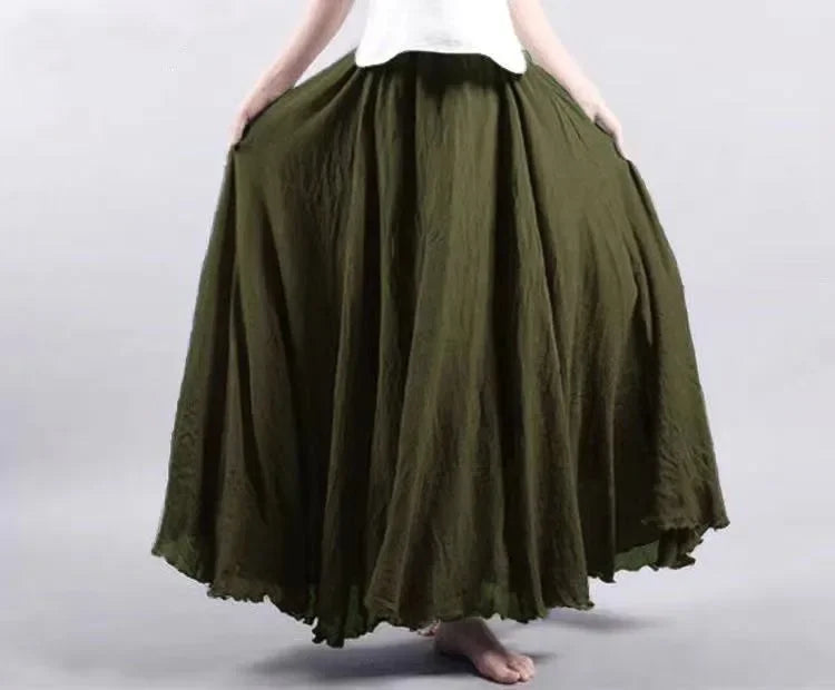 WW | Mode Baumwolle Leinen Kleidung Frauen Röcke Maxi Y2K Elegant Strand Saia Ropa Mujer Lässiges Kleid Boho Lange Röcke Faldas Harajuku