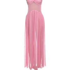 WW | Patchwork Maxi Kleid Schal Rückenfrei Strapless Rüschen Bankett