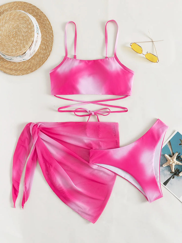 W&W Mode teiliger Batik-Bikini mit Wickelträgern