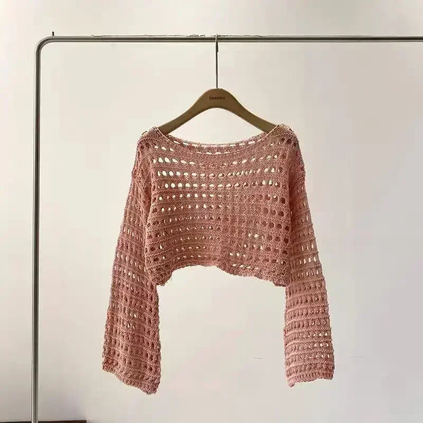 WW | Langes Gehäkeltes Strickoberteil für Frauen
