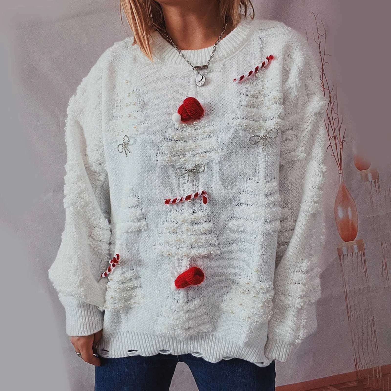 WW - Hässlicher Weihnachtspulli - Winterlicher Damen-Pullover mit Weihnachtsthema
