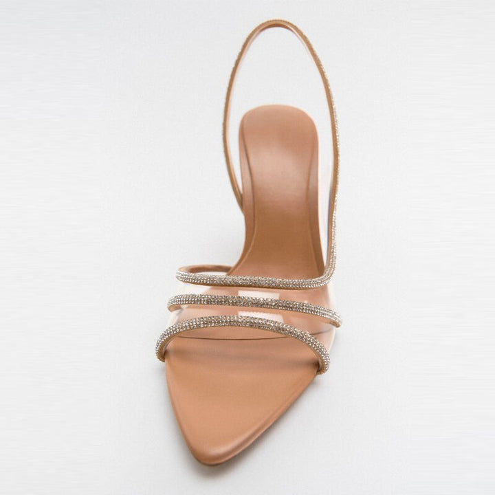 W&W Mode Elegante High-Heeled Sandalen | Stiletto Slingback Peep Toe Schuhe