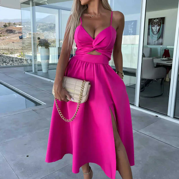 WW | Seitenausschnitt Midi-Kleid mit Schlitz