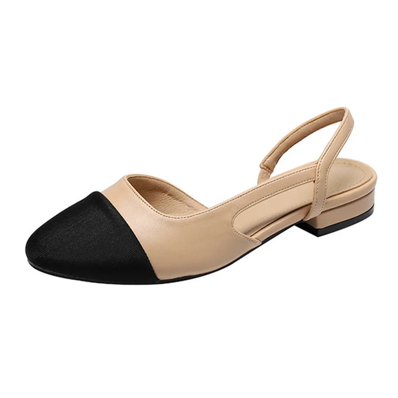 WW | Aprikose Frauen Pumps Mittelhohe Absätze Gemischte Farben Runde Spitze Legere Schuhe Damen Sandalen Festkleid Slingbacks Damen Schuhe Trend