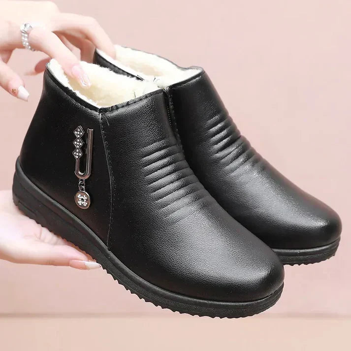 W&W Mode | Stilvolle Winter Schwarz Schicke Orthopädische Knöchelboots Für Frauen