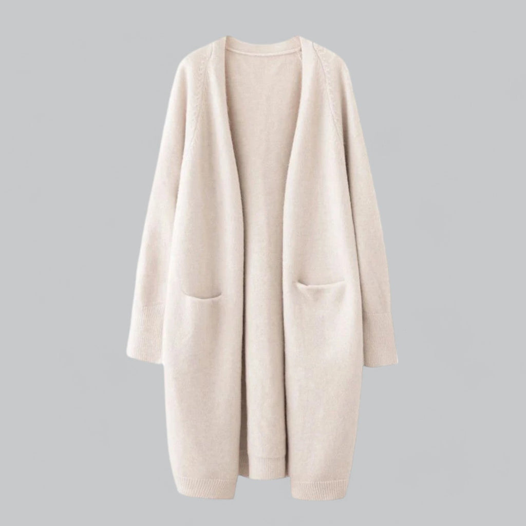 WW | Klassischer Langer Cashmere Strickjacke Für Frauen