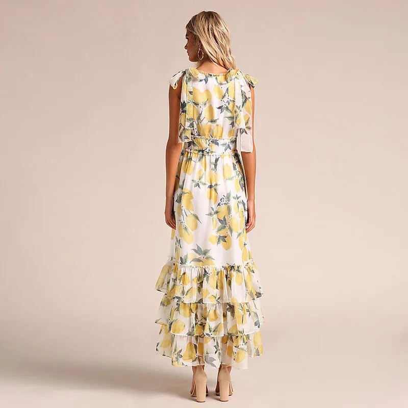 WW | Atmungsaktives Bedrucktes Maxi Strandkleid Für Frühling Und Sommer