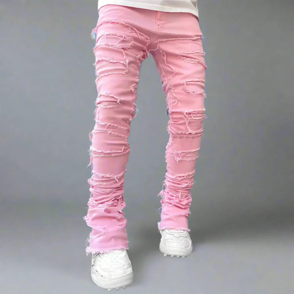 WW | Distressed Straight Fit Jeans Für Herren Streetwear Stil
