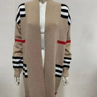 WW - Langer Strickcardigan mit Streifen