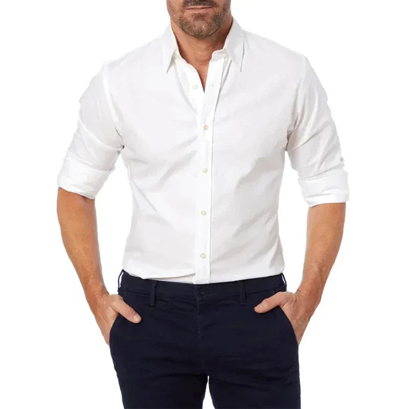 WW | Herren Oxford Hemd in Hellblau Slim Fit Mit Stilvollem Reißverschluss