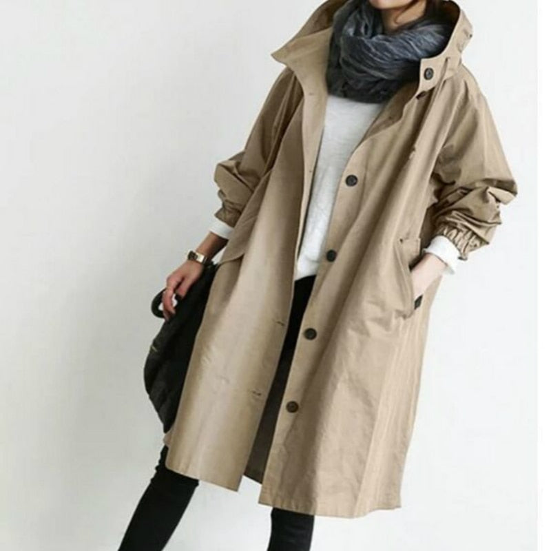 Cashmere Damenmode: Hipper Trenchcoat in Übergröße