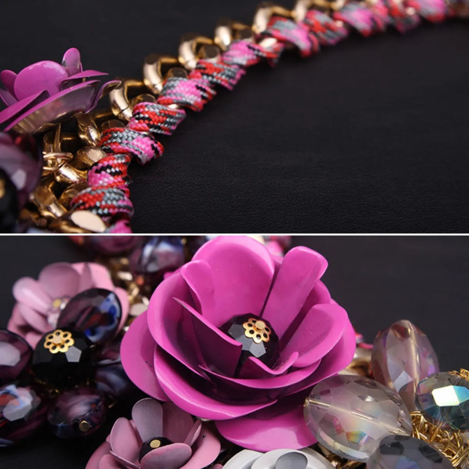 WW | Jahrgang Schmuck Elegante Prom Party Schönheitswettbewerb Hochzeit Geschenk Florale Blüte Blume Chunky Statement Halskette für Frauen Accessoires