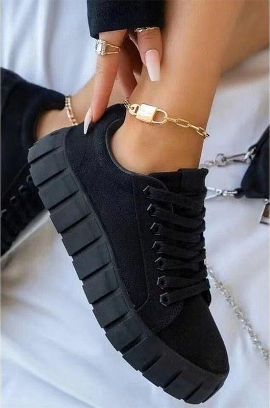 WW | Wildleder Sneakers Mit Klobigem Plateau Für Damen