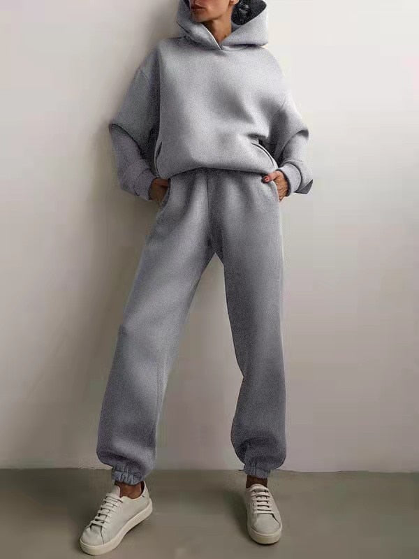 W&W Mode Kuschelige Damen-Set mit Hoodie und Sweatpants | Bequeme Pullover-Sweatshirts