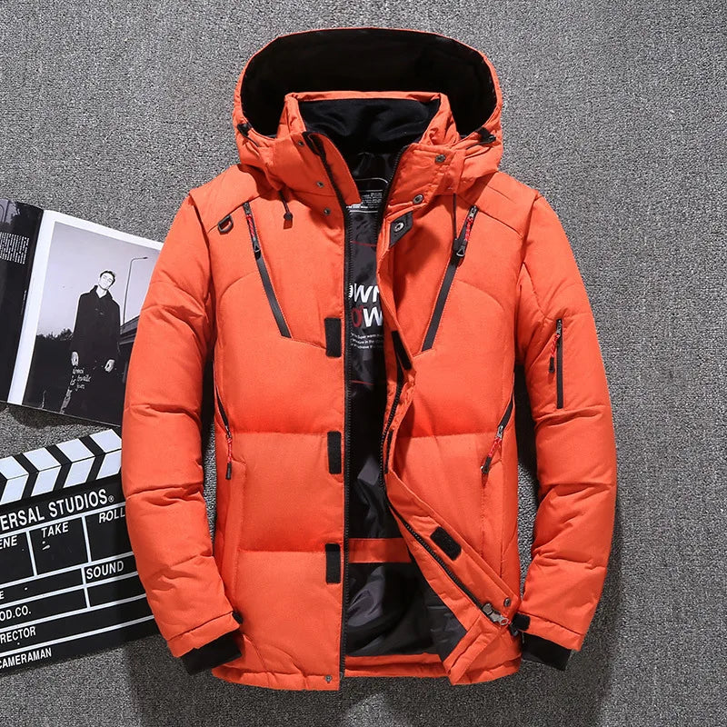 W&W Mode - Herren-Winterjacke - Warme, schlanke Daunenjacke mit Kapuze