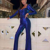 WW - Pailletten Langarm Jumpsuit