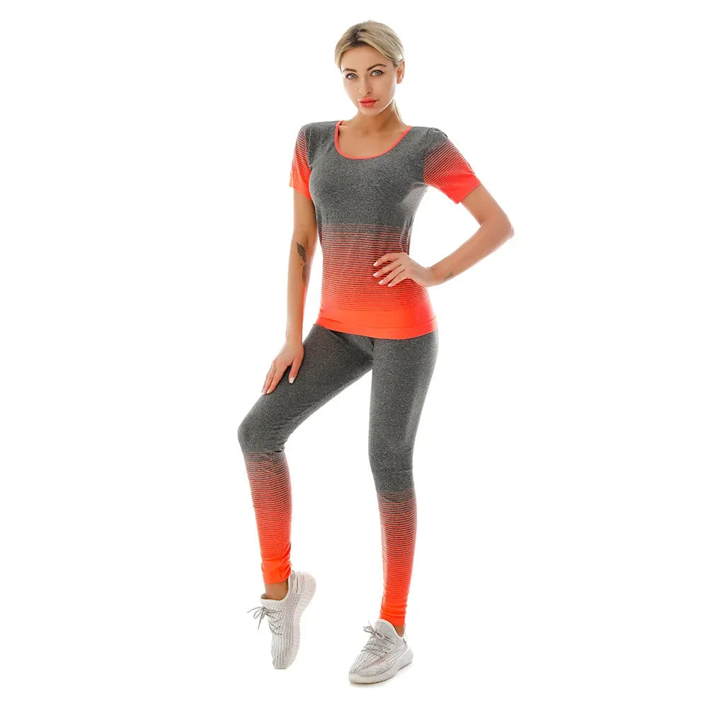 WW | 2-Teiliges Set Damen Outfit Yoga Set Elastisch Gradualer Wechsel Sport Bh Leggings Yoga Anzug Set Fitness Workout Sport Leggings