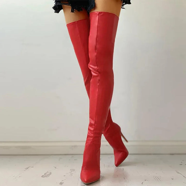 W&W Mode | Oberschenkelhohe Fashion Stiefel Stiletto Absatz