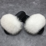 WW | Flauschige Echtfell Flip Flops Hausschuhe Sandalen