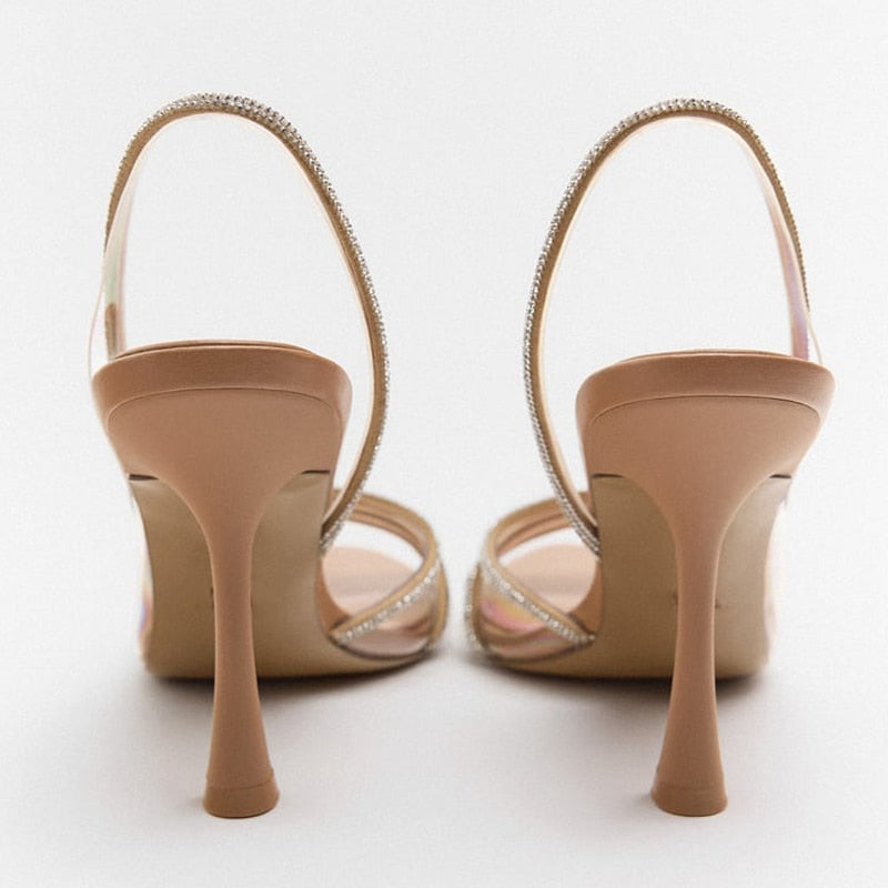 W&W Mode Elegante High-Heeled Sandalen | Stiletto Slingback Peep Toe Schuhe