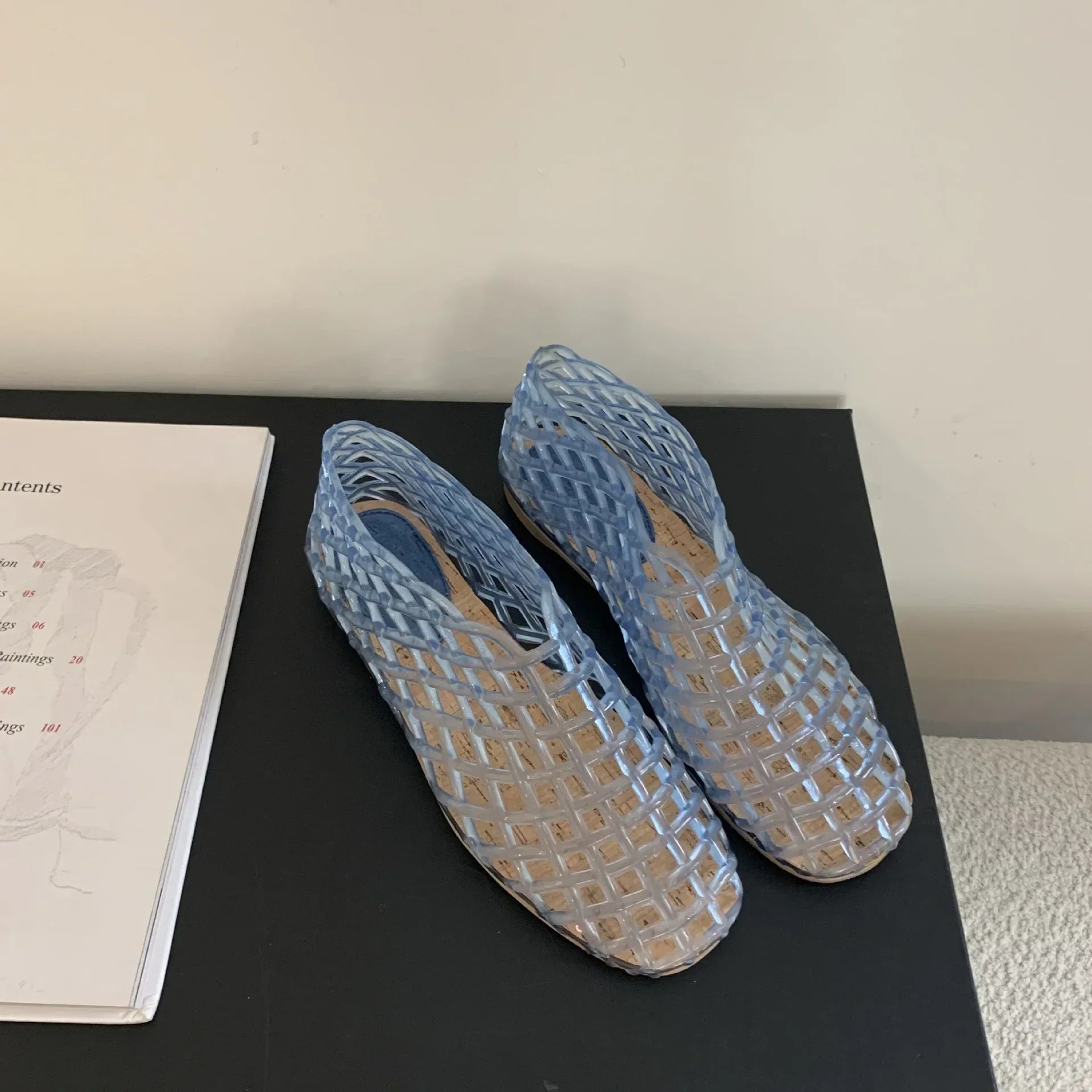 WW | Sommer Jellies Schuhe Frauen Mode Transparent Mesh Hollow Out Strand Schuhe Damen Flache Sandalen Farbige Runde Zehen Jelly Sandalen