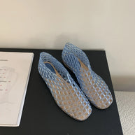 WW | Sommer Jellies Schuhe Frauen Mode Transparent Mesh Hollow Out Strand Schuhe Damen Flache Sandalen Farbige Runde Zehen Jelly Sandalen