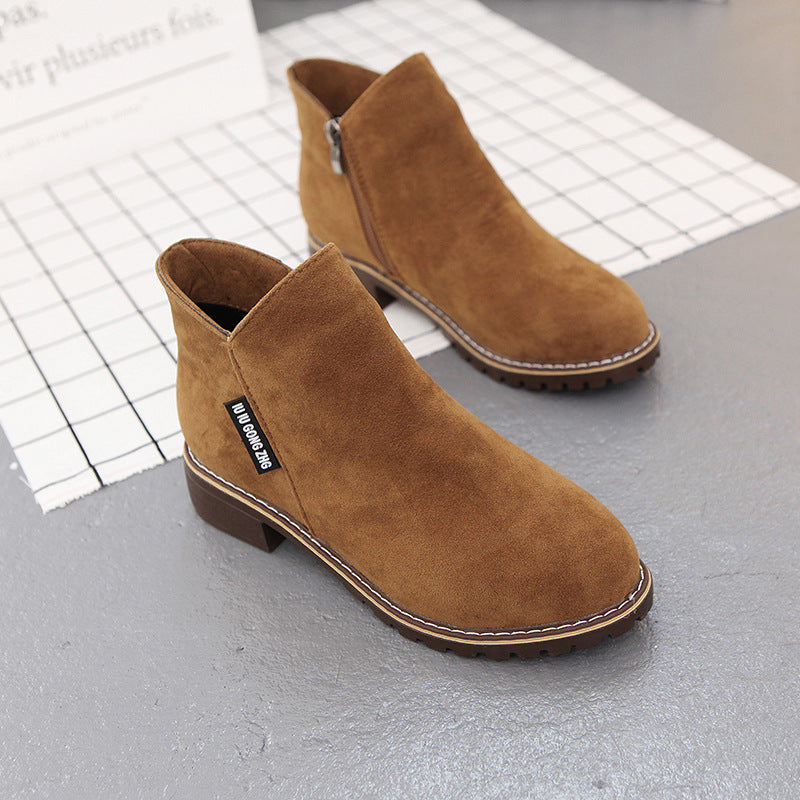 W&W Mode | Wildlederstiefelette mit Rutschfester Sohle und Seitlichem Reissverschluss