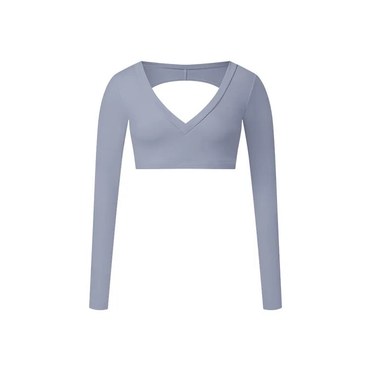 W&W Mode | Sporttop mit langen Ärmeln und V-Ausschnitt für Damen