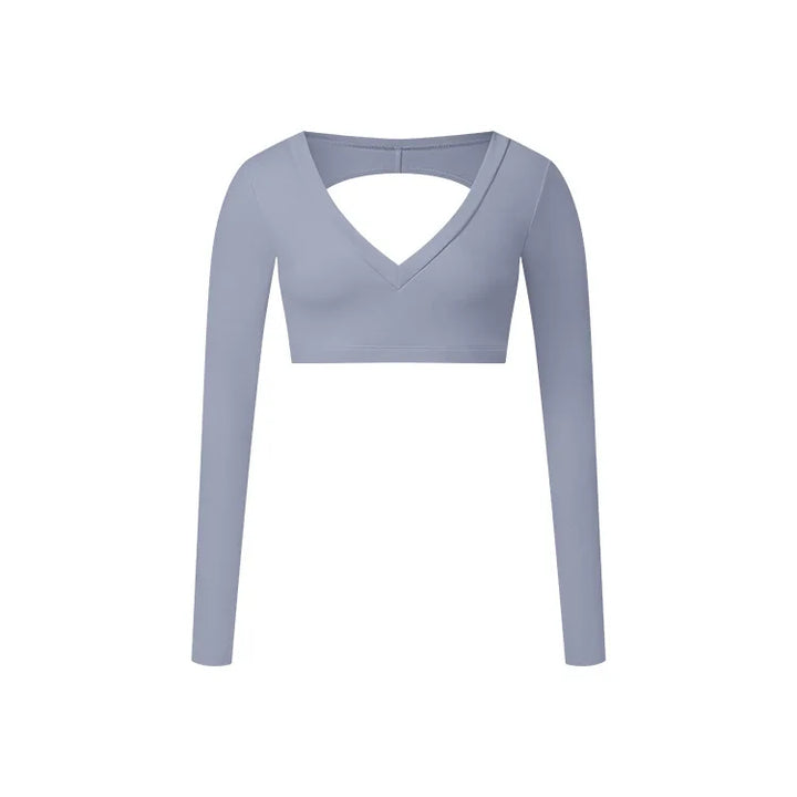 W&W Mode | Sporttop mit langen Ärmeln und V-Ausschnitt für Damen