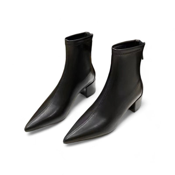WW - Stylische Damenschuhe mit spitzem Zehenbereich und Reißverschluss hinten