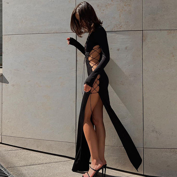 WW - Langes und tief ausgeschnittenes Kleid für Damen