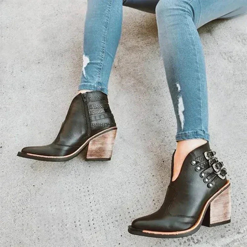 W&W Mode - Markante Biker Stiefeletten mit Nietenbesatz Robuste Schnallen-Optik
