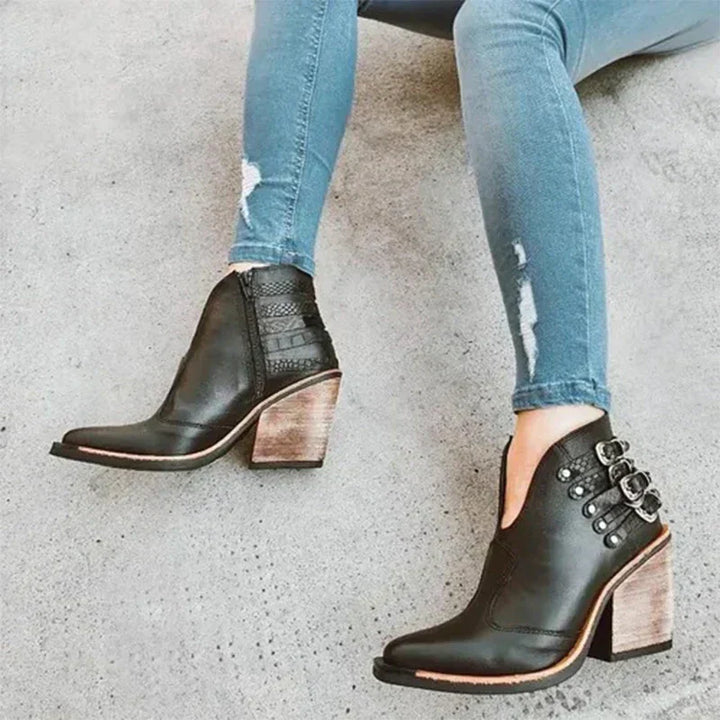 W&W Mode - Markante Biker Stiefeletten mit Nietenbesatz Robuste Schnallen-Optik
