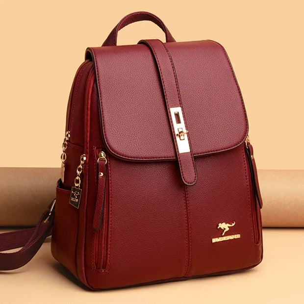 WW | Anti Diebstahl Lederrucksack Für Damen Mit Großem Fassungsvermögen