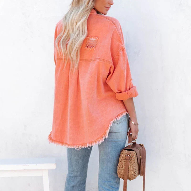 W&W Mode | Casual Oversized Denimjacke mit Used-Look