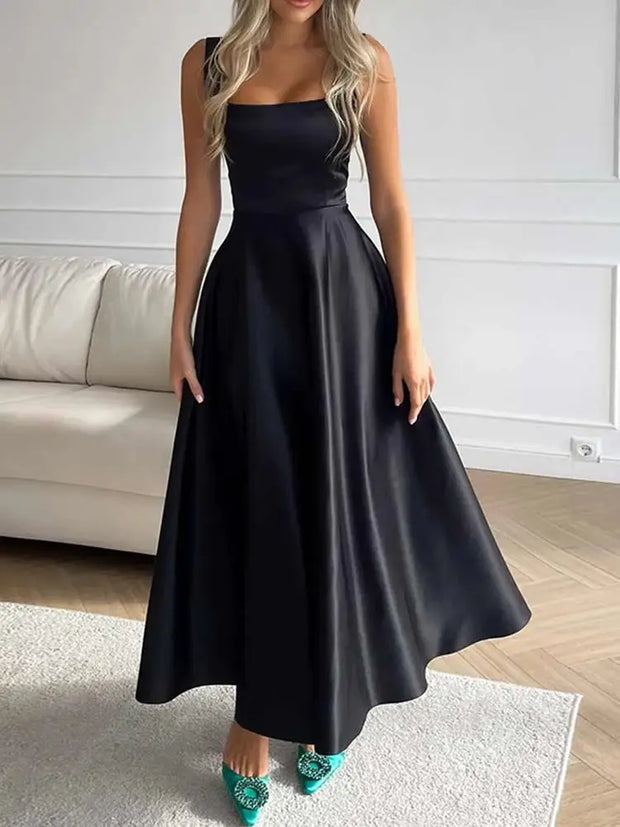 WW | Modernes Ärmelloses Maxikleid Mit Hoher Taille Für Frauen