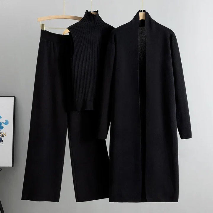 W&W Mode | Damen Luxus 3 Teiliges Strick Co Ord Satz Weich & Dehnbar