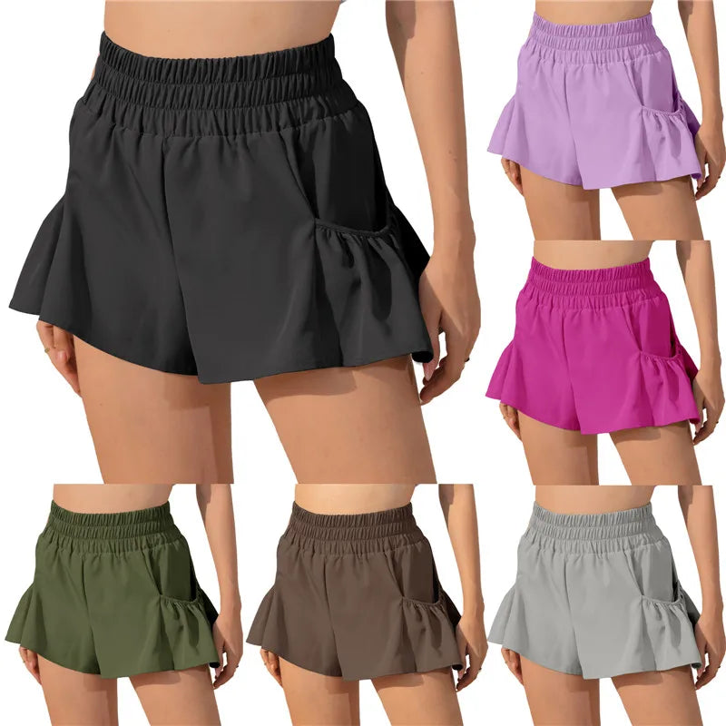 WW | Damen Sport Shorts Mit Rüschen Und Taschen