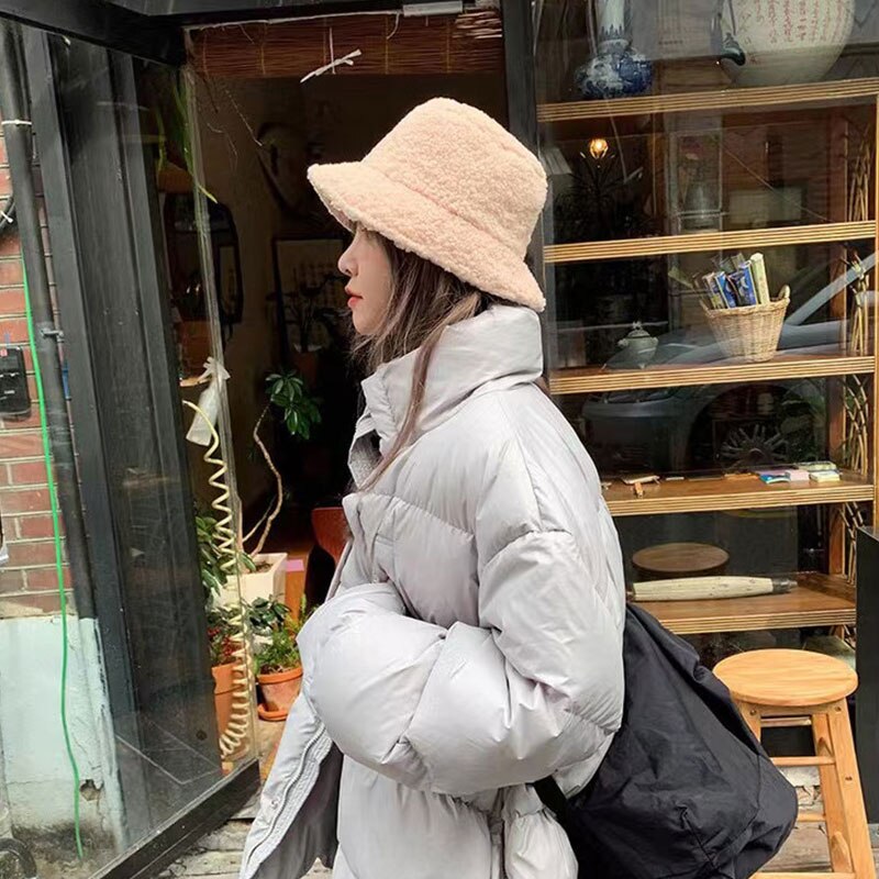 WW Damen-Lammwoll-Bucket-Hut | Warme Outdoor-Panama-Mütze für Frauen
