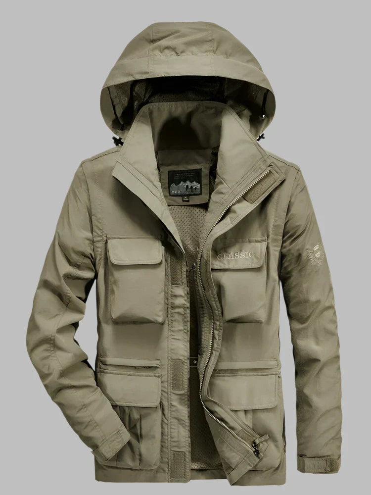 WW | Langer Multi Pocket Mantel Mit Kapuze Für Herren
