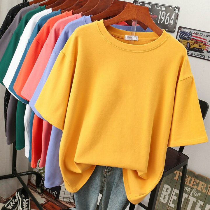 W&W Mode Kuscheliges Baumwoll-Basic: Plus-Size T-Shirt für Damen